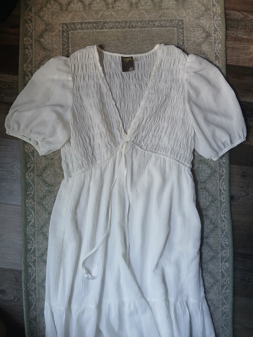 Taylor White Maxi Dress with Puff Sleeves